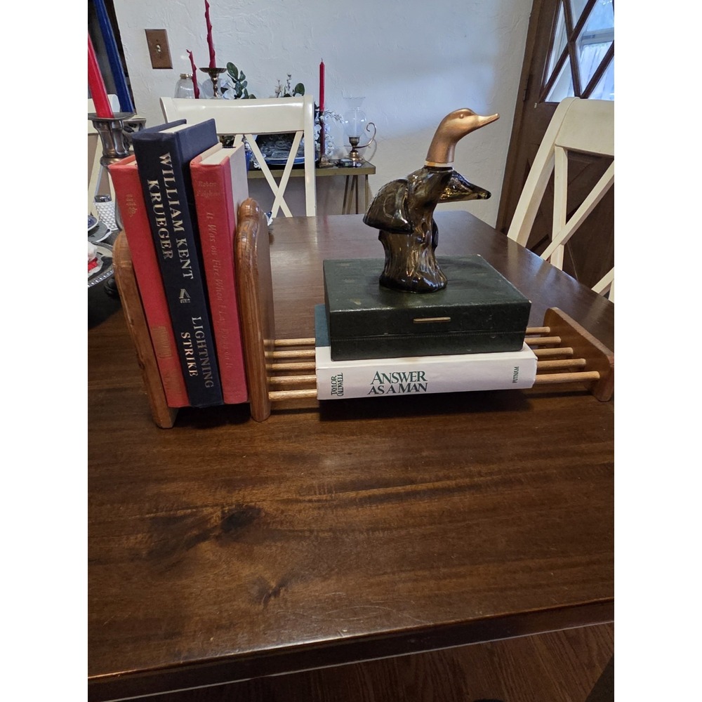 vintage mid-century wooden table-top Adjustable Bookends